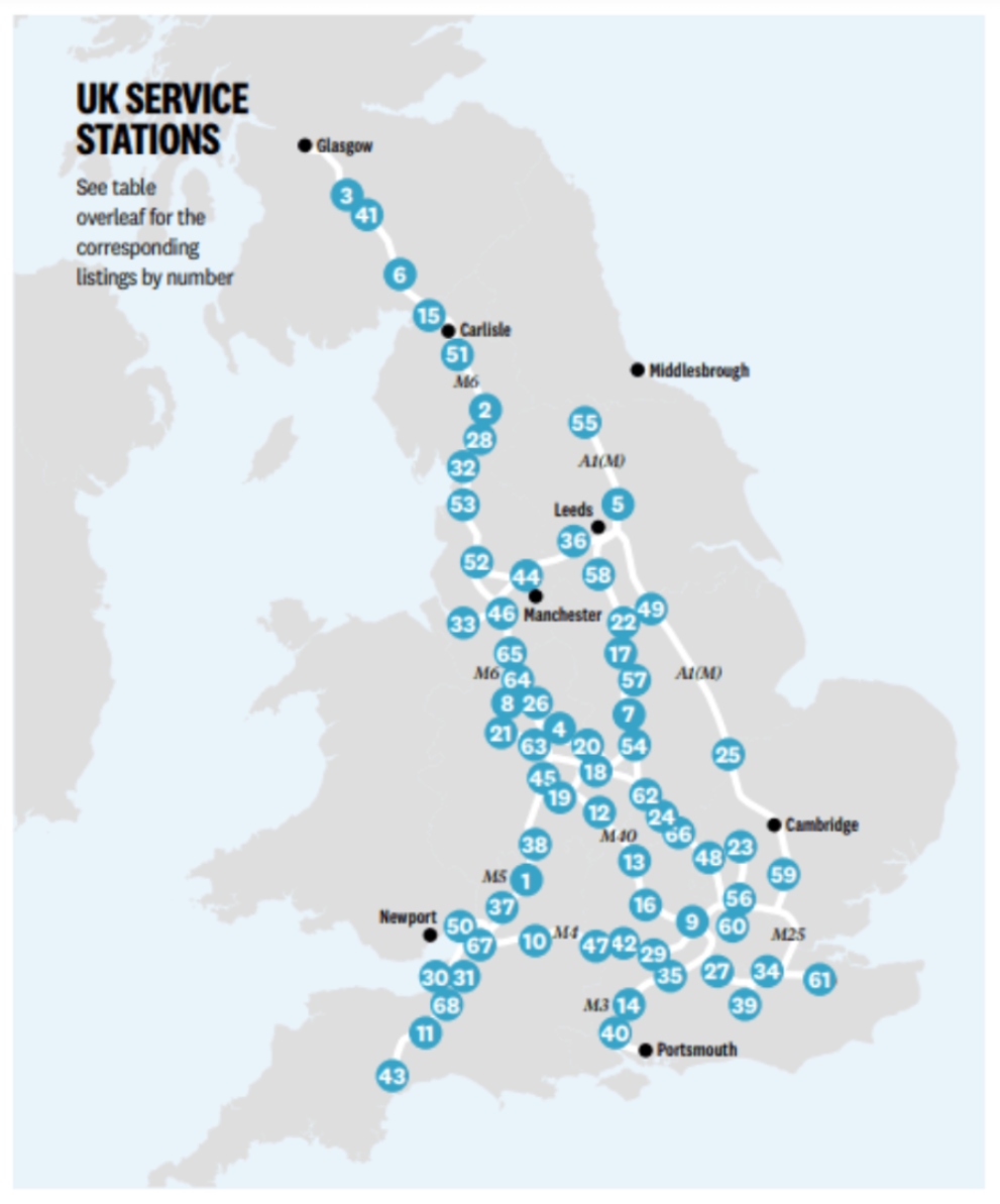 Top of the stops Which? reveals the UK’s best and worst motorway